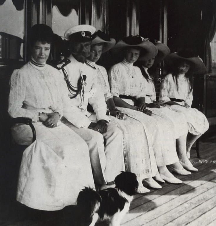 Marie and her family on the Imperial yacht: Marie, Nicholas II, Olga, Tatianna, Marie and Anastasia