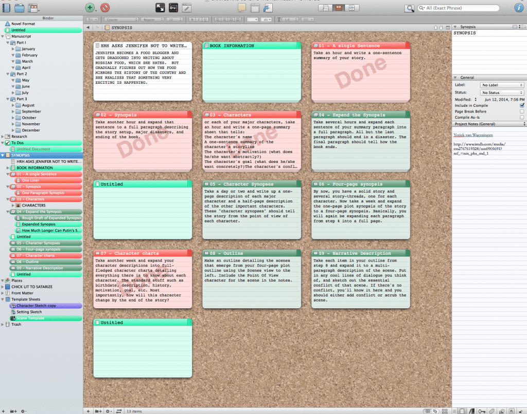 This is a live screenshot of my NaNoWriMo plotting