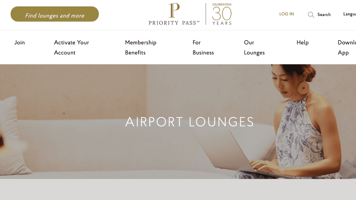 Home page of Priority Pass